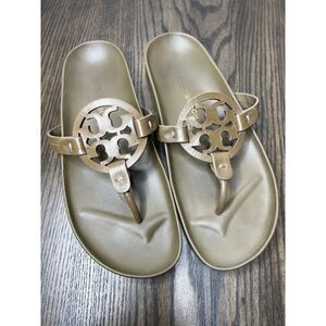 Tory Burch Miller Cloud Leather Sandal Olive Green US 8.5 Women's Logo